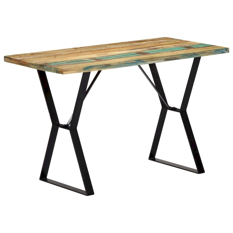 Tavolo da pranzo in legno massello di recupero con gambe in ferro — 47,2 x 23,6 x 29,9