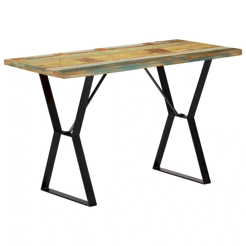 Tavolo da pranzo in legno massello di recupero con gambe in ferro — 47,2 x 23,6 x 29,9