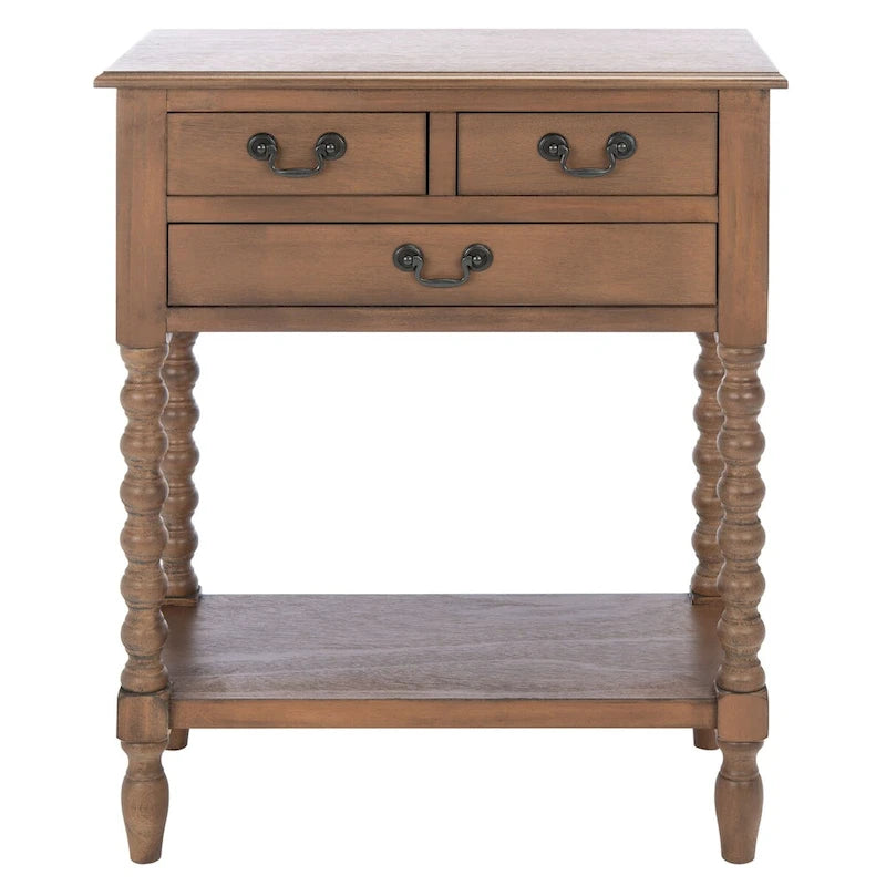 Consolle da ingresso rustica a 3 cassetti con ripiano inferiore aperto