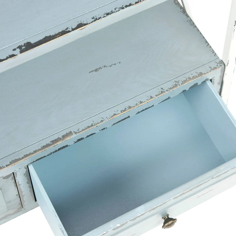 Consolle Contenitore Shabby Chic Azzurra – 33.9 x 15.2 x 34.8