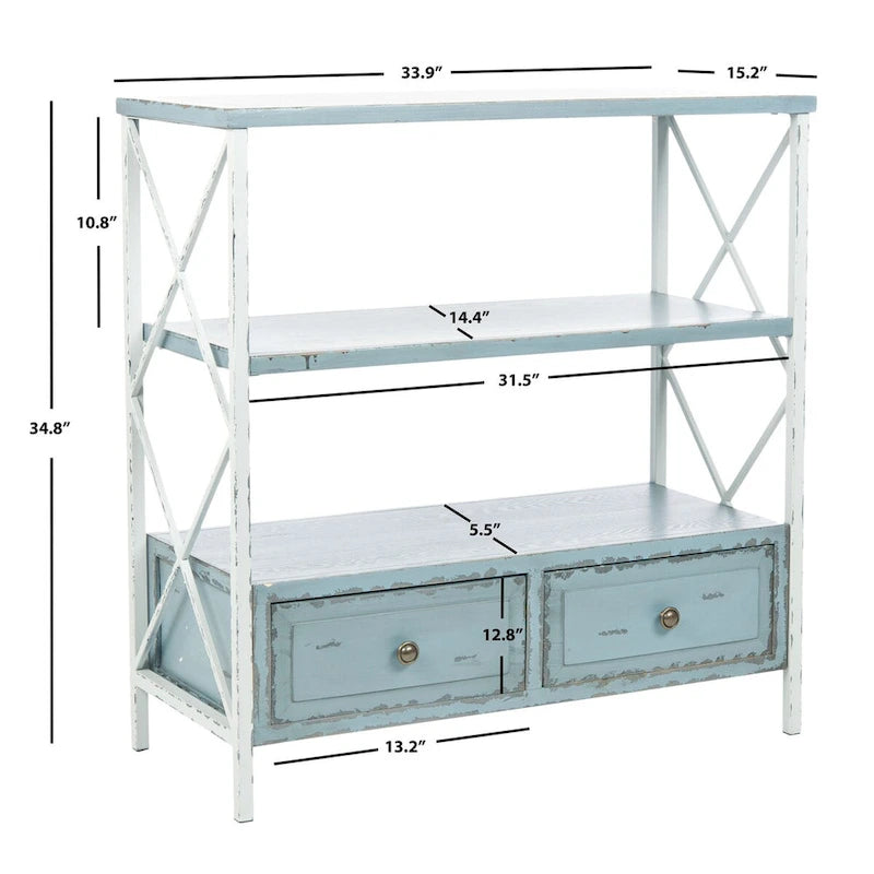 Consolle Contenitore Shabby Chic Azzurra – 33.9 x 15.2 x 34.8