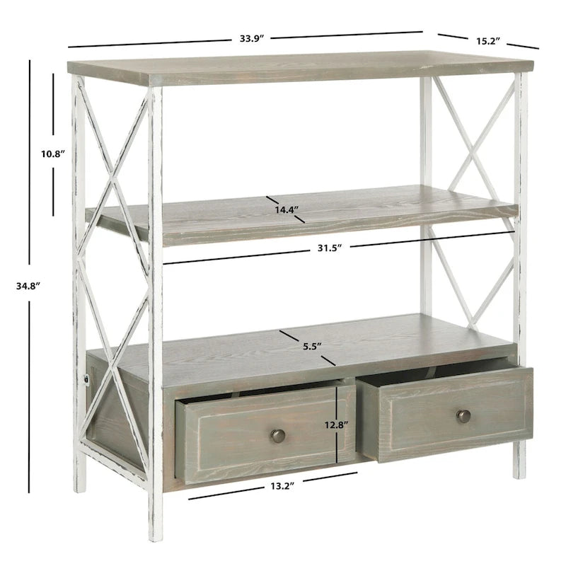 Consolle Contenitore Shabby Chic Azzurra – 33.9 x 15.2 x 34.8