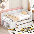 Letto a giorno singolo con cassetti e ripiani
