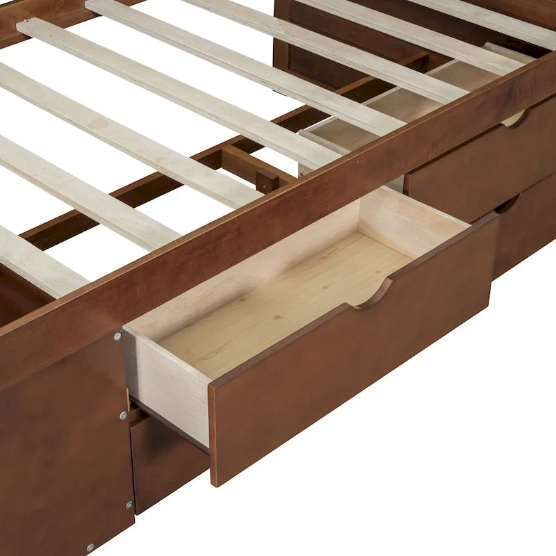 Letto a giorno singolo con cassetti e ripiani