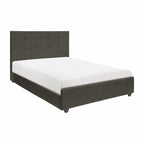 Cady Letto King Size California, Testiera Imbottita Capitonnè, Legno Massello Grigio