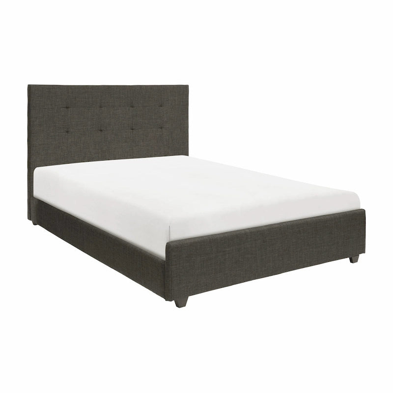 Cady Letto King Size California, Testiera Imbottita Capitonnè, Legno Massello Grigio