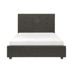 Cady Letto King Size California, Testiera Imbottita Capitonnè, Legno Massello Grigio