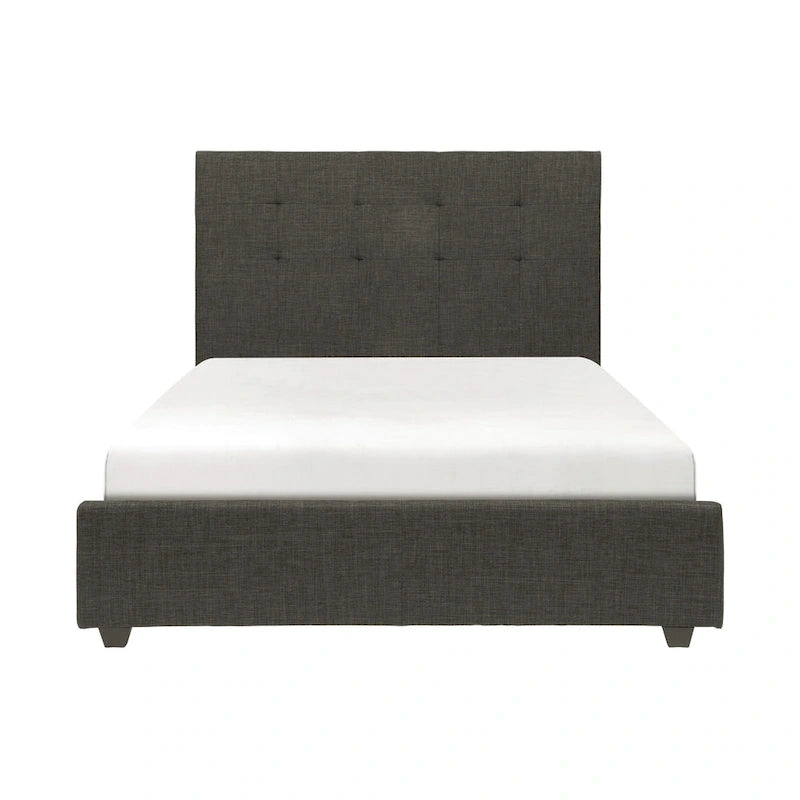 Cady Letto King Size California, Testiera Imbottita Capitonnè, Legno Massello Grigio