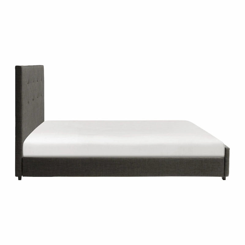 Cady Letto King Size California, Testiera Imbottita Capitonnè, Legno Massello Grigio