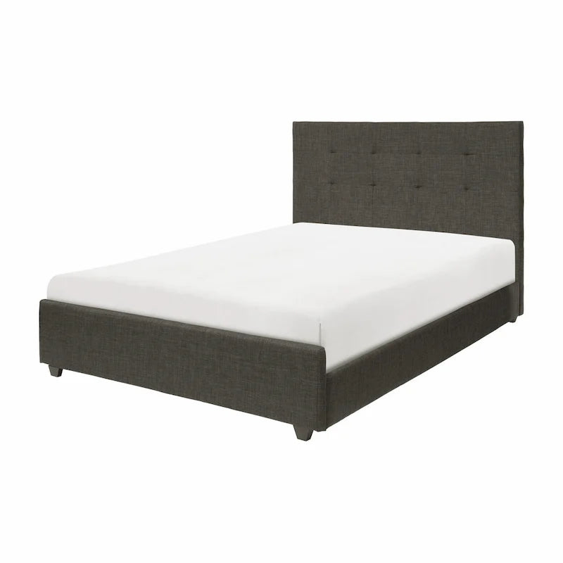 Cady Letto King Size California, Testiera Imbottita Capitonnè, Legno Massello Grigio