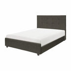 Cady Letto King Size California, Testiera Imbottita Capitonnè, Legno Massello Grigio