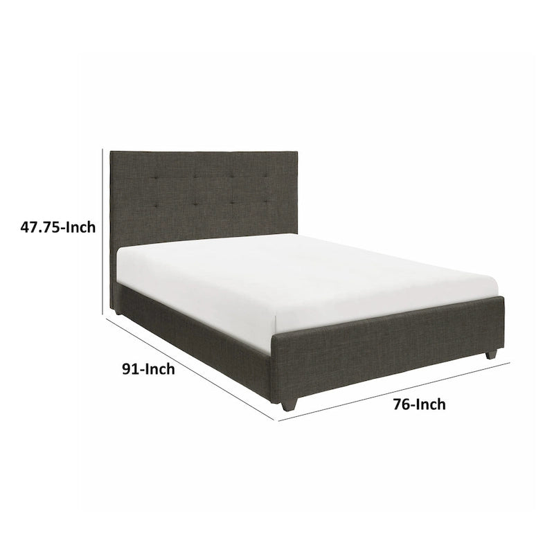 Cady Letto King Size California, Testiera Imbottita Capitonnè, Legno Massello Grigio
