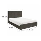 Cady Letto King Size California, Testiera Imbottita Capitonnè, Legno Massello Grigio