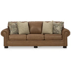 Divano Letto Queen Size con Vera Pelle Fiore e Materasso Pieghevole — 101L x 40P x 40A