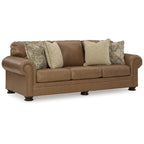 Divano Letto Queen Size con Vera Pelle Fiore e Materasso Pieghevole — 101L x 40P x 40A