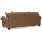 Divano Letto Queen Size con Vera Pelle Fiore e Materasso Pieghevole — 101L x 40P x 40A