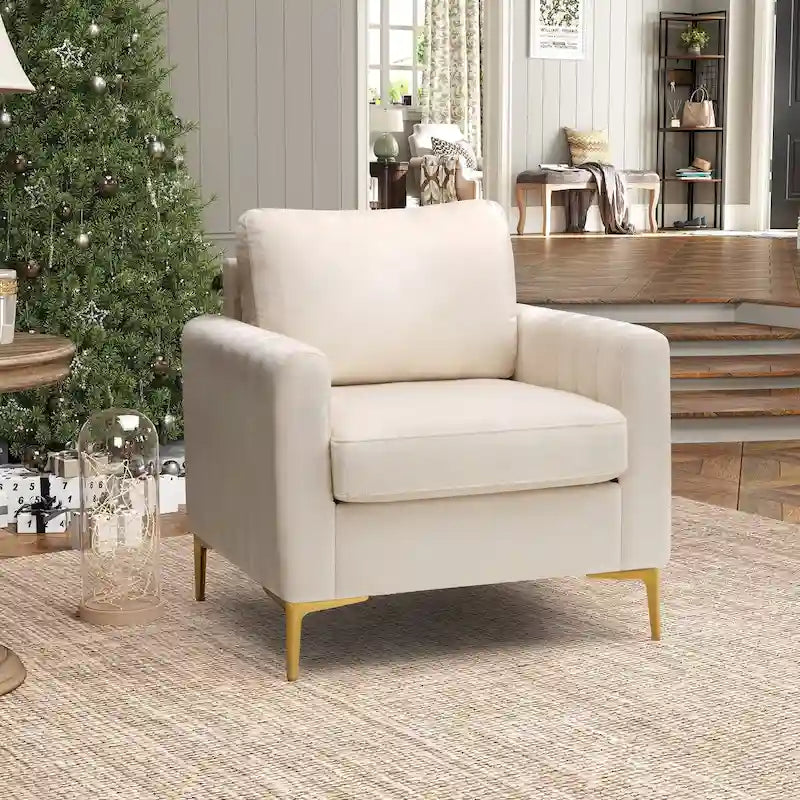 Poltrona di design in velluto con cuscino rimovibile e gambe in metallo dorato