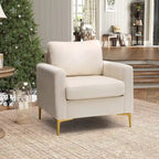 Poltrona di design in velluto con cuscino rimovibile e gambe in metallo dorato
