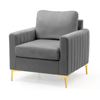 Poltrona di design in velluto con cuscino rimovibile e gambe in metallo dorato