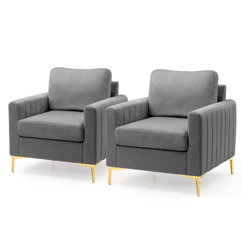 Poltrona di design in velluto con cuscino rimovibile e gambe in metallo dorato