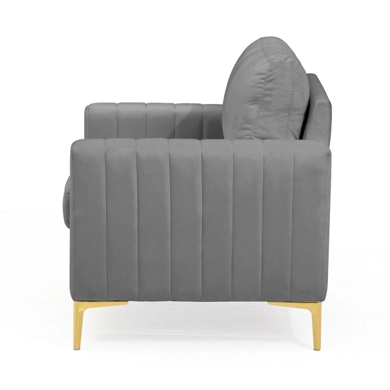 Poltrona di design in velluto con cuscino rimovibile e gambe in metallo dorato