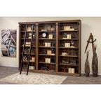 Libreria a Muro Alta 2,4 Metri con Scala Scorrevole e Contenitore Organizzatore — 305L x 239A x 38P cm