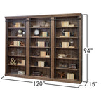 Libreria a Muro Alta 2,4 Metri con Scala Scorrevole e Contenitore Organizzatore — 305L x 239A x 38P cm