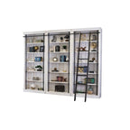Libreria a Muro Alta 2,4 Metri con Scala Scorrevole e Contenitore Organizzatore — 305L x 239A x 38P cm