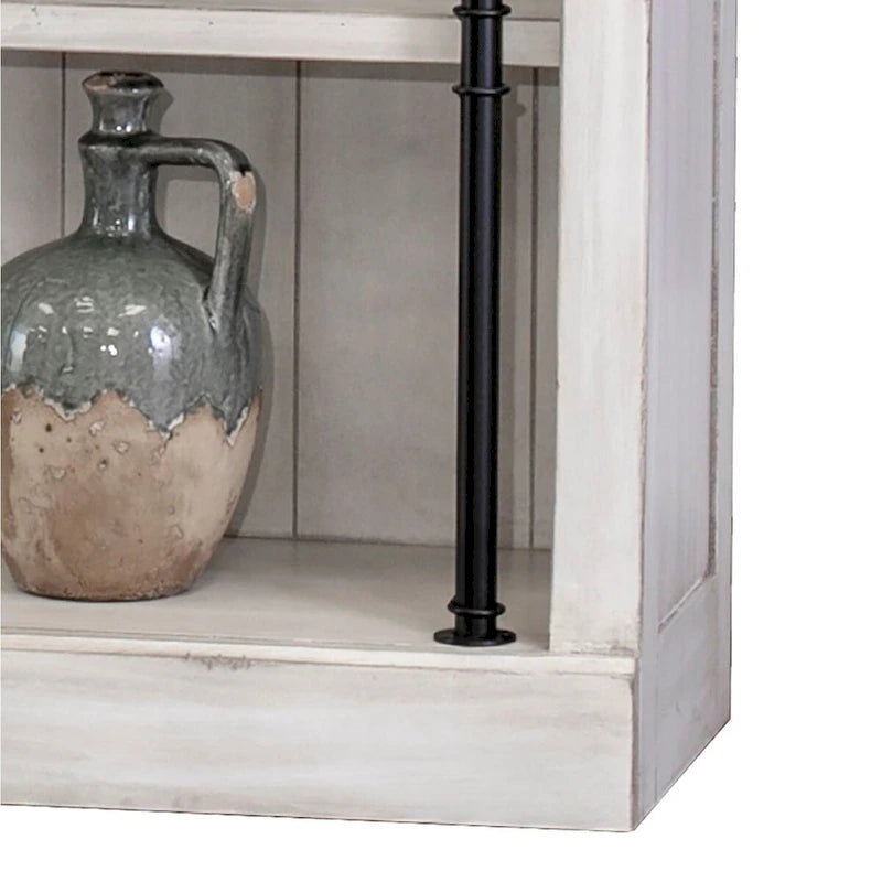 Libreria a Muro Alta 2,4 Metri con Scala Scorrevole e Contenitore Organizzatore — 305L x 239A x 38P cm