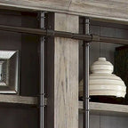 Libreria a Muro Alta 2,4 Metri con Scala Scorrevole e Contenitore Organizzatore — 305L x 239A x 38P cm