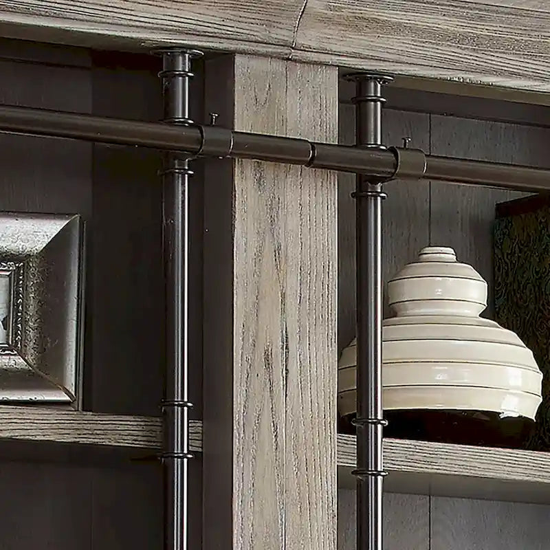Libreria a Muro Alta 2,4 Metri con Scala Scorrevole e Contenitore Organizzatore — 305L x 239A x 38P cm