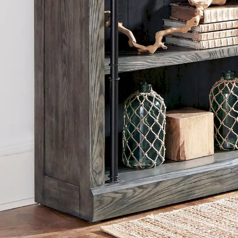 Libreria a Muro Alta 2,4 Metri con Scala Scorrevole e Contenitore Organizzatore — 305L x 239A x 38P cm