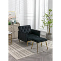 Poltrona accent velluto con braccioli e schienale regolabili, poltrona relax capitonné, poltrona reclinabile singola con pouf
