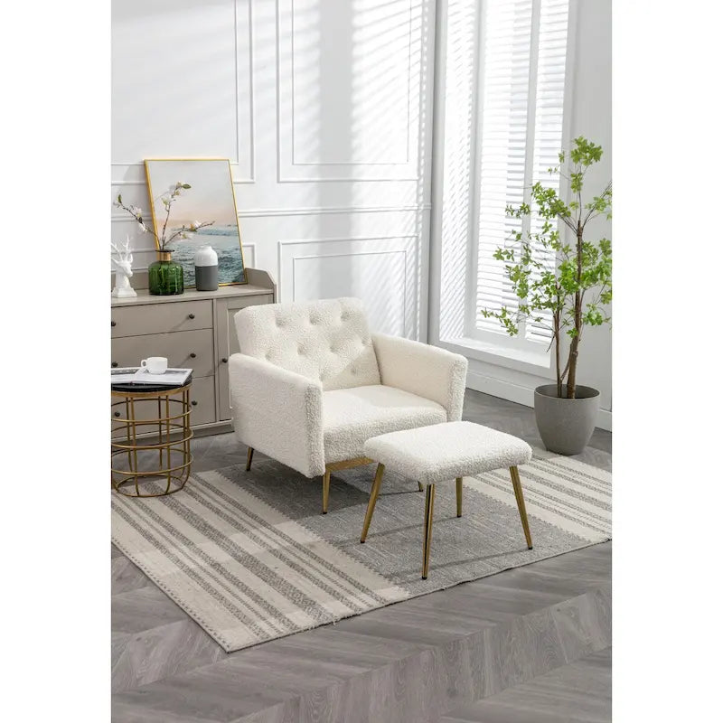 Poltrona accent velluto con braccioli e schienale regolabili, poltrona relax capitonné, poltrona reclinabile singola con pouf
