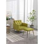 Poltrona accent velluto con braccioli e schienale regolabili, poltrona relax capitonné, poltrona reclinabile singola con pouf