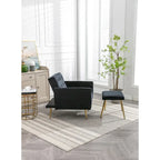 Poltrona accent velluto con braccioli e schienale regolabili, poltrona relax capitonné, poltrona reclinabile singola con pouf