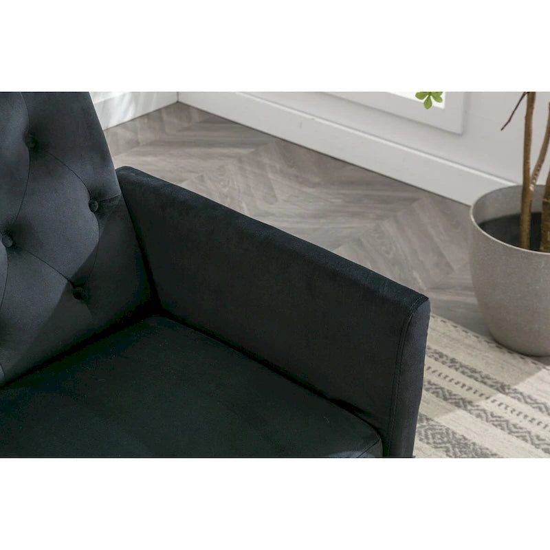 Poltrona accent velluto con braccioli e schienale regolabili, poltrona relax capitonné, poltrona reclinabile singola con pouf