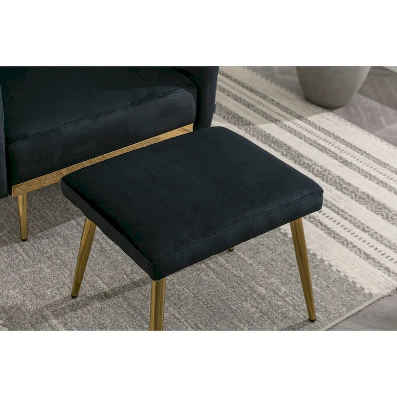 Poltrona accent velluto con braccioli e schienale regolabili, poltrona relax capitonné, poltrona reclinabile singola con pouf