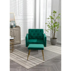 Poltrona accent velluto con braccioli e schienale regolabili, poltrona relax capitonné, poltrona reclinabile singola con pouf