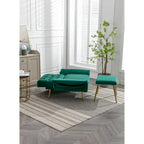 Poltrona accent velluto con braccioli e schienale regolabili, poltrona relax capitonné, poltrona reclinabile singola con pouf
