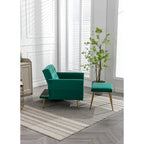 Poltrona accent velluto con braccioli e schienale regolabili, poltrona relax capitonné, poltrona reclinabile singola con pouf
