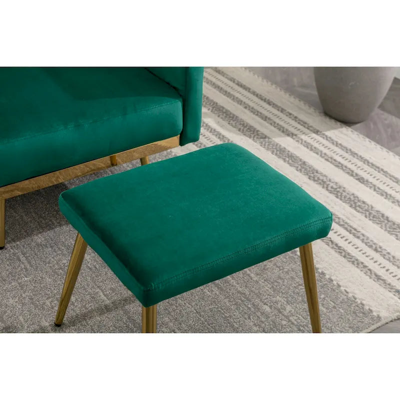 Poltrona accent velluto con braccioli e schienale regolabili, poltrona relax capitonné, poltrona reclinabile singola con pouf