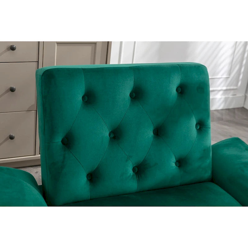 Poltrona accent velluto con braccioli e schienale regolabili, poltrona relax capitonné, poltrona reclinabile singola con pouf