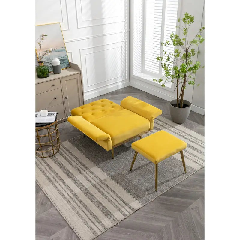 Poltrona accent velluto con braccioli e schienale regolabili, poltrona relax capitonné, poltrona reclinabile singola con pouf