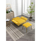 Poltrona accent velluto con braccioli e schienale regolabili, poltrona relax capitonné, poltrona reclinabile singola con pouf