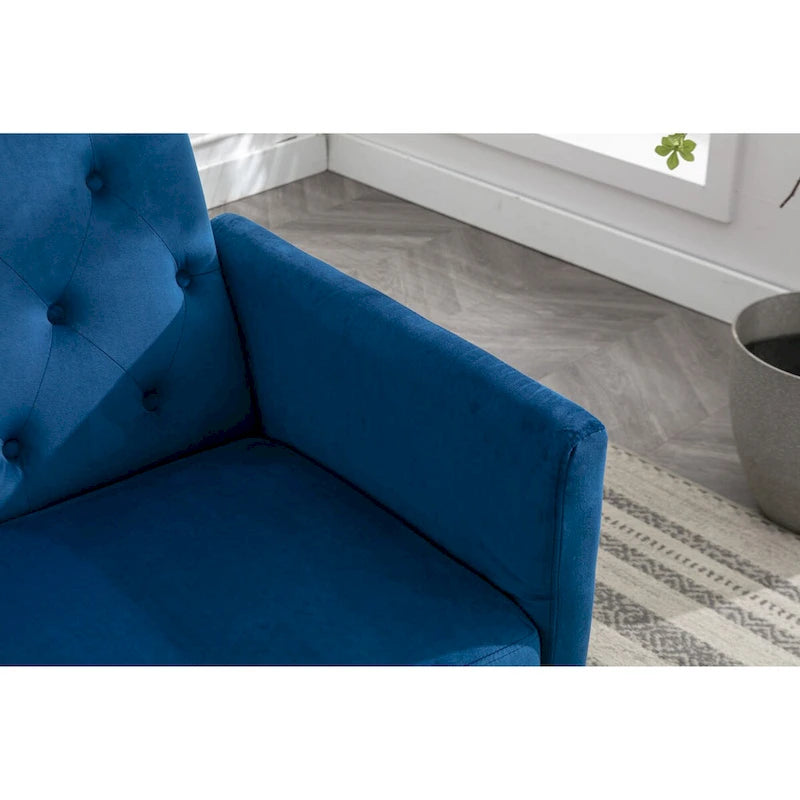 Poltrona accent velluto con braccioli e schienale regolabili, poltrona relax capitonné, poltrona reclinabile singola con pouf