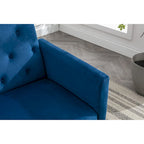Poltrona accent velluto con braccioli e schienale regolabili, poltrona relax capitonné, poltrona reclinabile singola con pouf