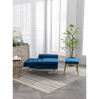Poltrona accent velluto con braccioli e schienale regolabili, poltrona relax capitonné, poltrona reclinabile singola con pouf