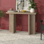 Tavolo Console Rettangolare Largo 42 Pollici — Stile a Doppia Colonna, Finitura Effetto Legno