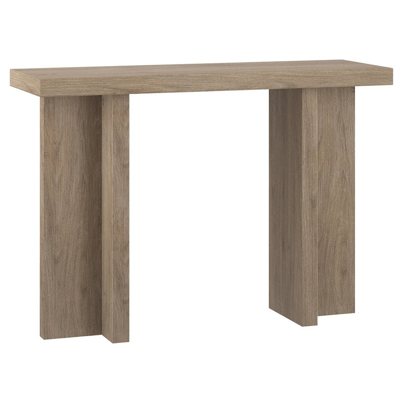 Tavolo Console Rettangolare Largo 42 Pollici — Stile a Doppia Colonna, Finitura Effetto Legno